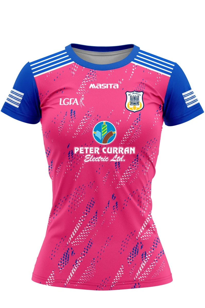 St. Michael's Ladies GAA Pink Training Jersey Regular Fit Adult - Image 2